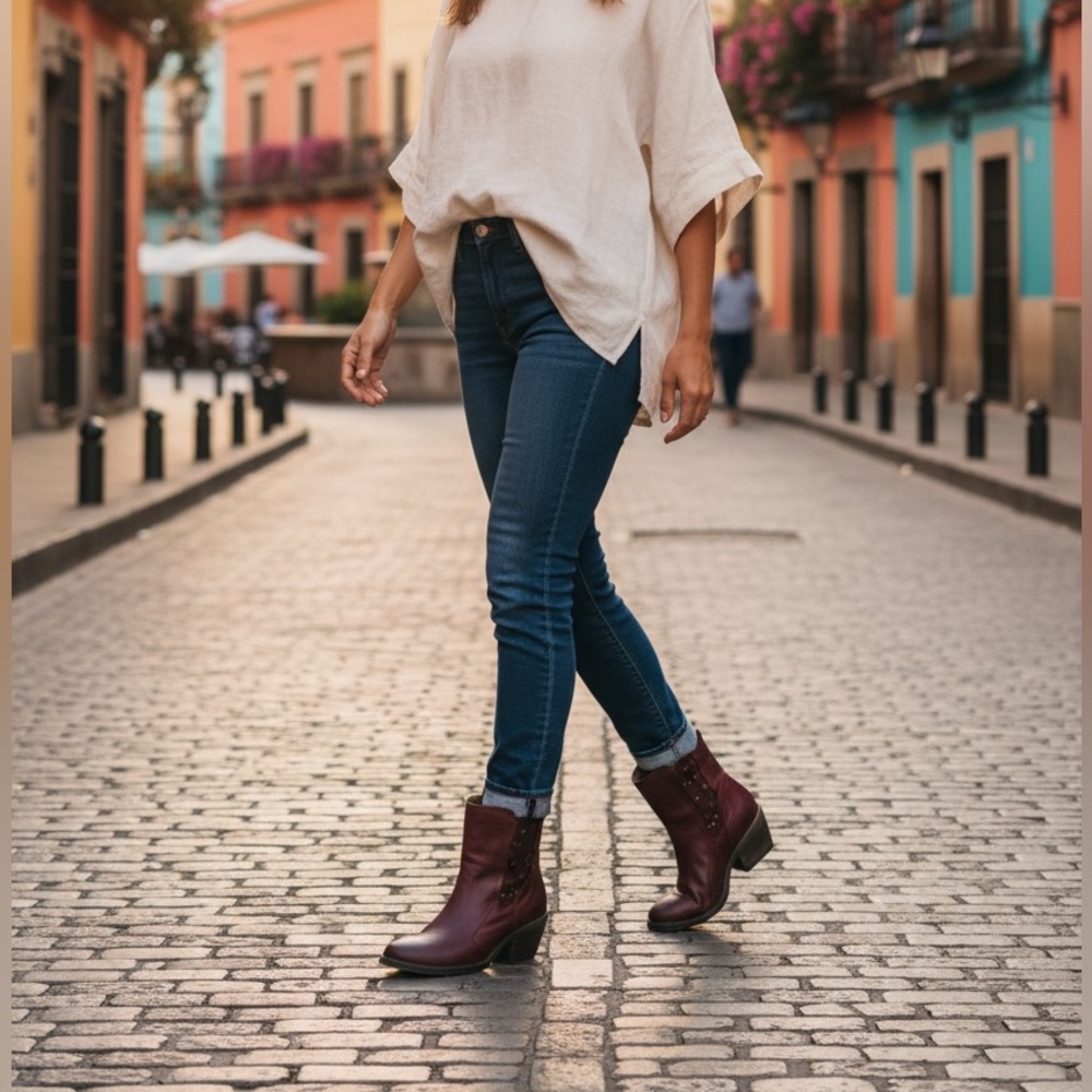 DKODE LAINA burnished soft leather ankle boots from Portugal. Size 39 (US 8)